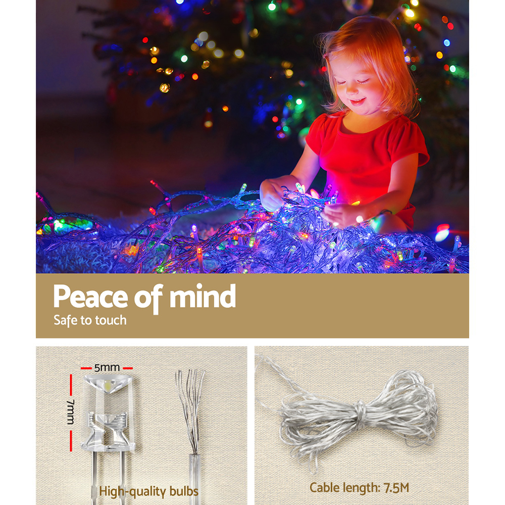 12.5M Christmas Lights Solar Icicle String Light Multi Colour Jingle Jollys โ image 6
