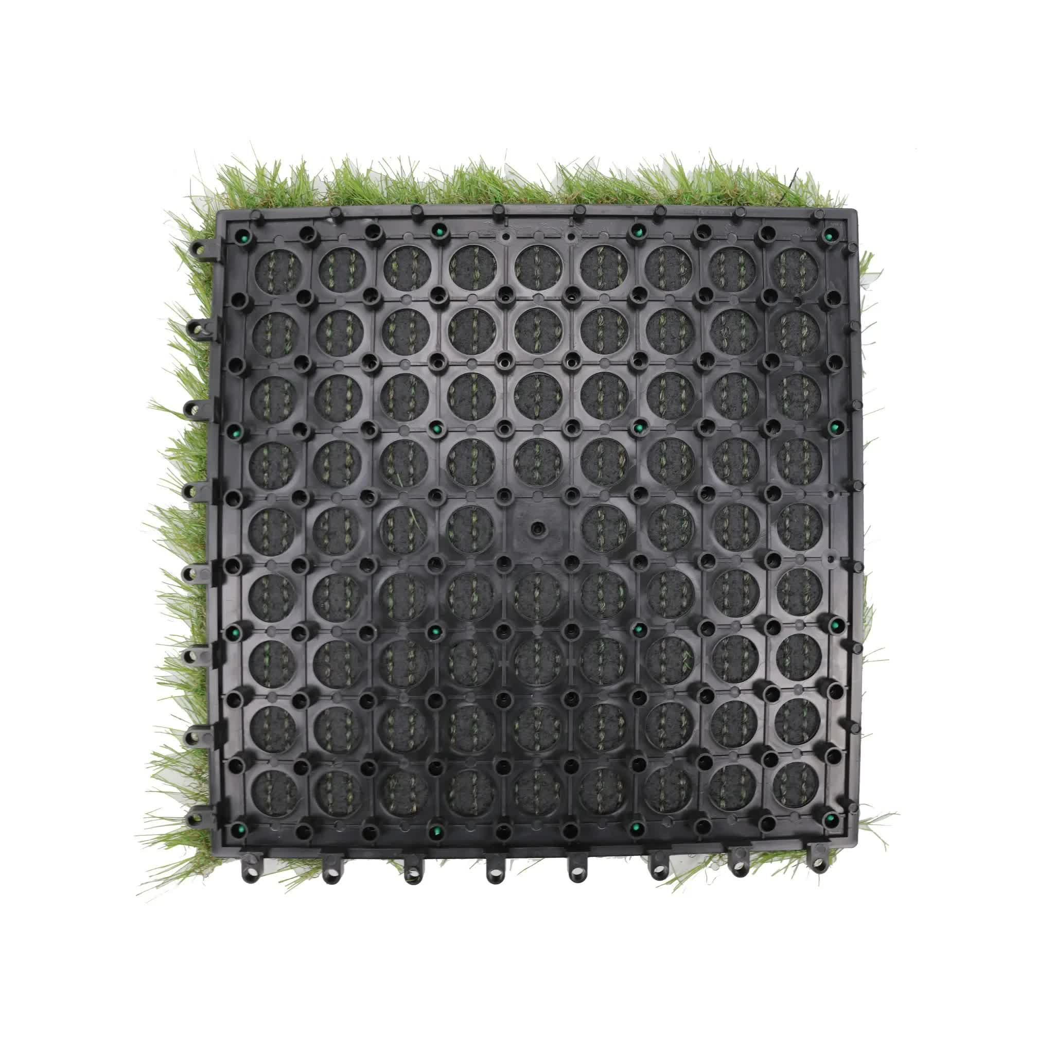 9 Pieces of Interconnecting Artificial Grass Decking Tiles (UV Resistant) 30cm x 30cm โ image 2