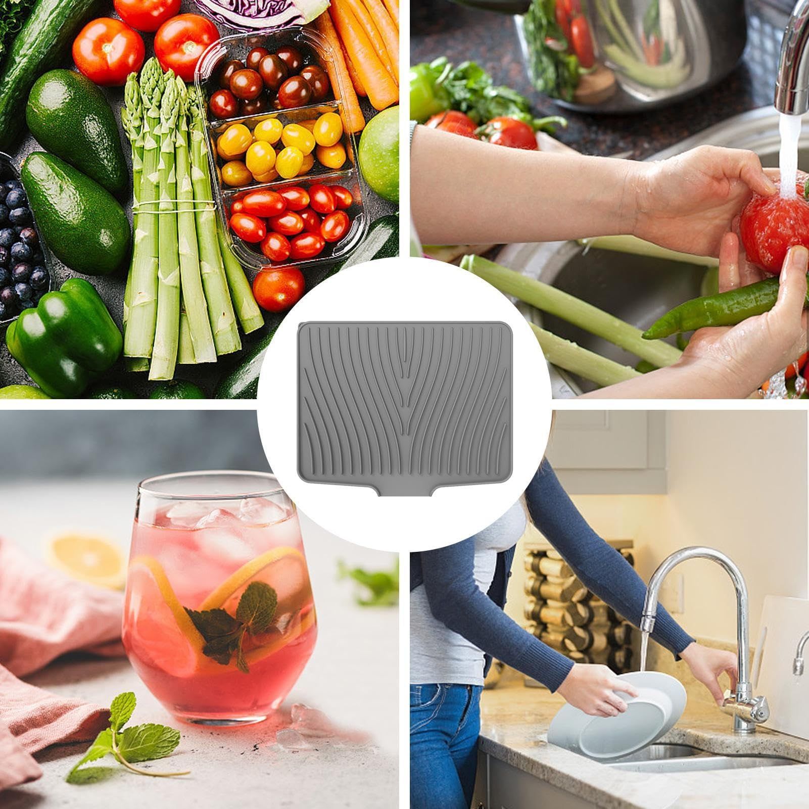 Dish Drying Mats for Kitchen Counter, Non-Slip Silicone Dish Drying Mat, Heat-Resistant Drain Pad for Kitchen — image 5