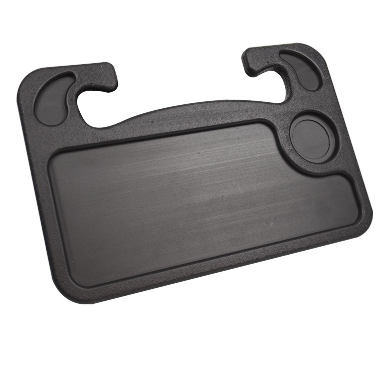 Black Multi-Functional Car Steering Wheel Tray - Portable Auto Desk for Eating, Laptop, and Drink Holder (42x28CM)