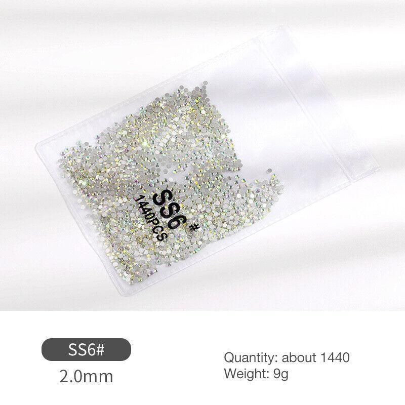 1440Pcs Glitter Rhinestones Crystal Flat Clear Bottom Glass Nail Art Nail Drill - Clear Crystal SS20 โ image 4