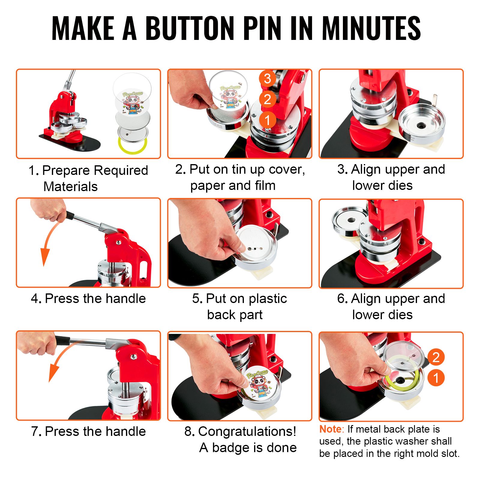 1" 25mm Button Badge Parts Supplies for Button Maker Machine 500 Sets โ image 6