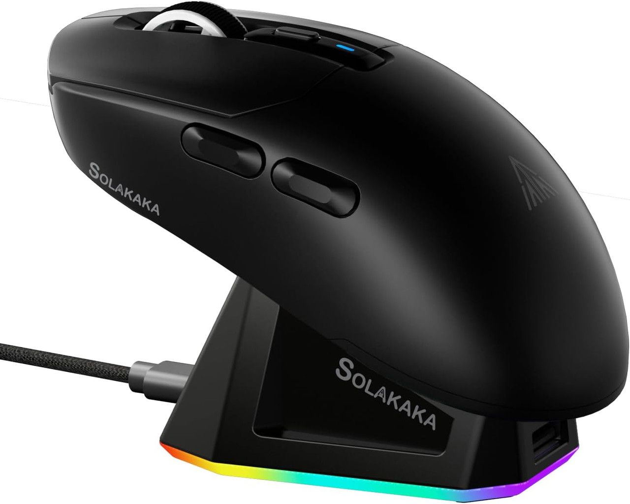 SOLAKAKA SM820 Wireless Gaming Mouse with RGB Charging Dock,24000 DPI Tri-Modes Wireless Mouse,black