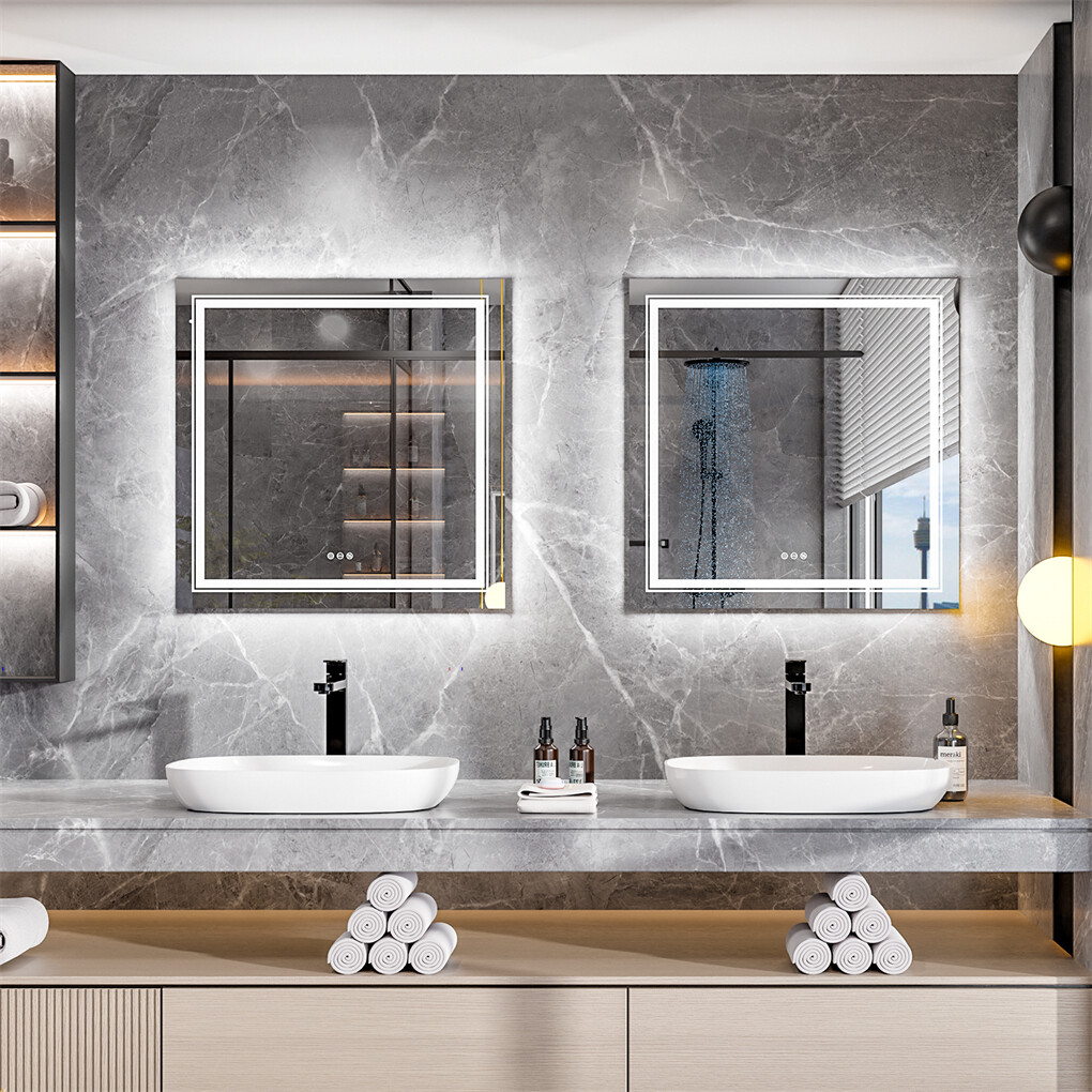 80x80cm Large Square Wall Mount Smart Led Bathroom Mirror Anti Fog Backlit Vanity Mirror โ image 6