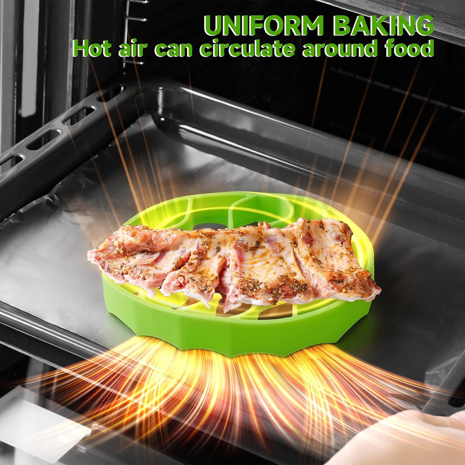 Silicone Roasting Rack, Silicone Cooker Rack Kitchen Cooking Accessories for Baking Cooking Steaming Cooling (Green) — image 5