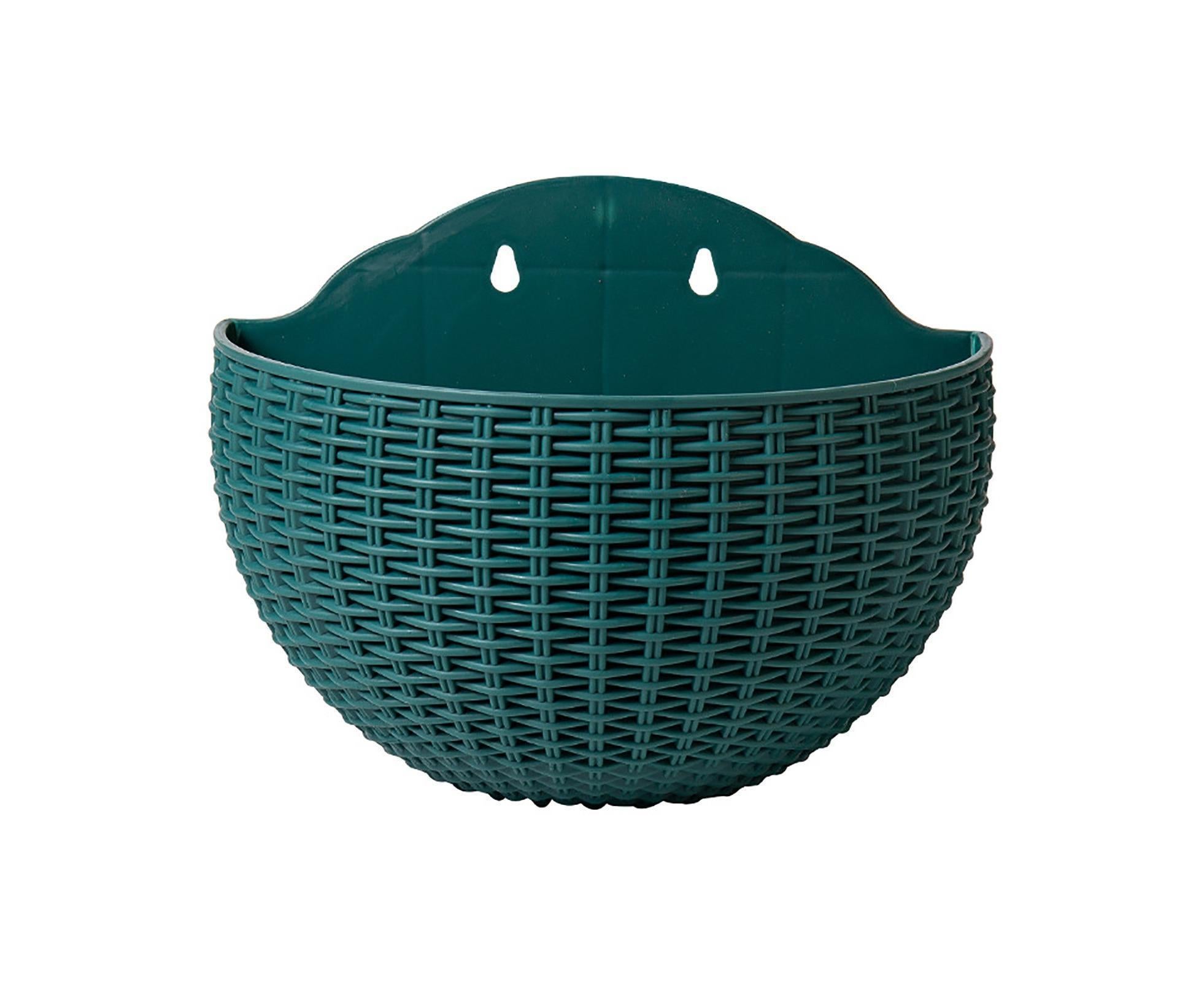 Flower Pot Exquisite Wall-mounted Plastic Wall Hanging Basket Flowerpot for Garden-Atrovirens