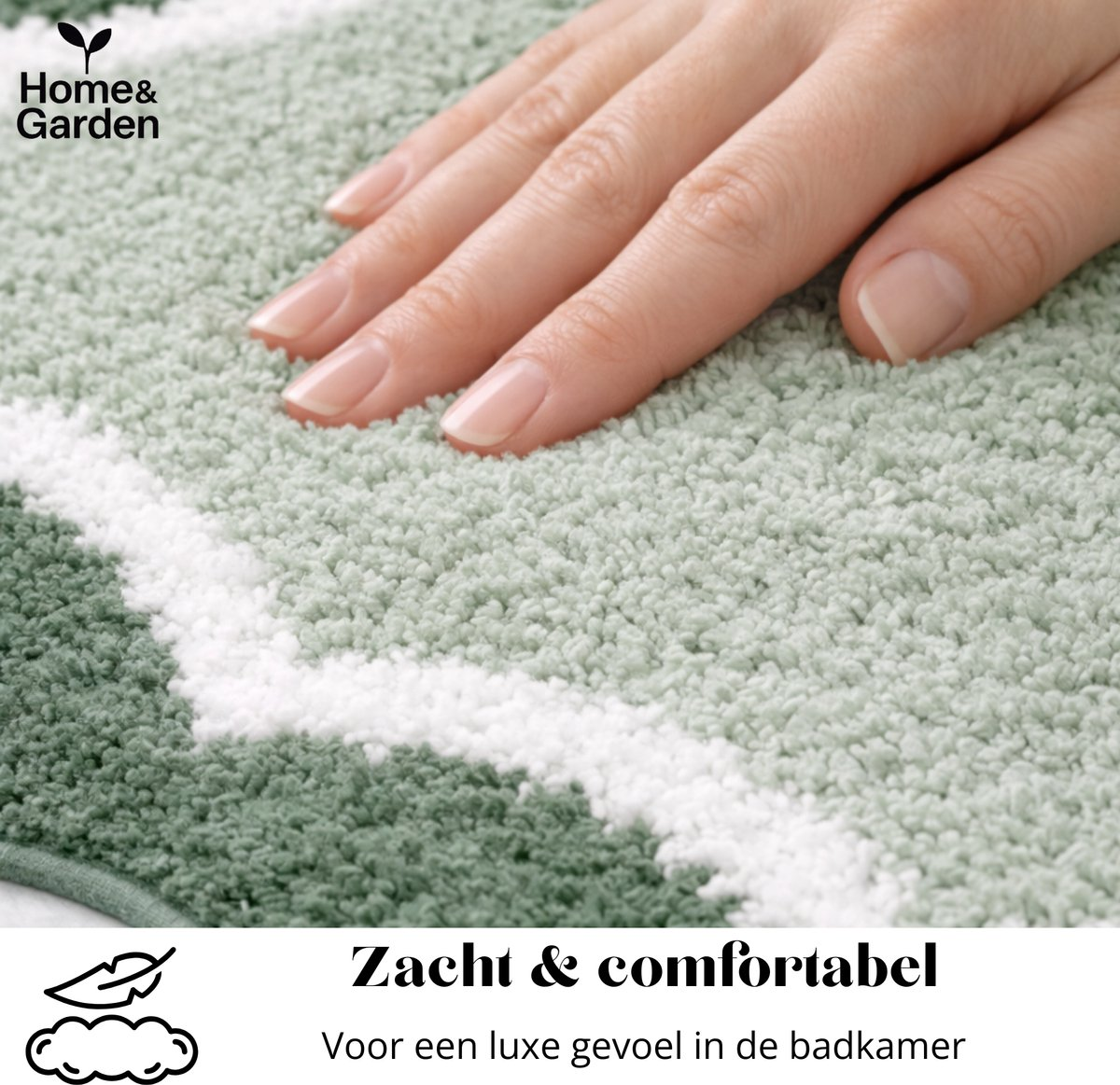 Green Plush Bath Mat with Non-Slip TPR Backing, Soft Absorbent Quick-Dry Bathroom Rug, 80 × 50 cm — image 2