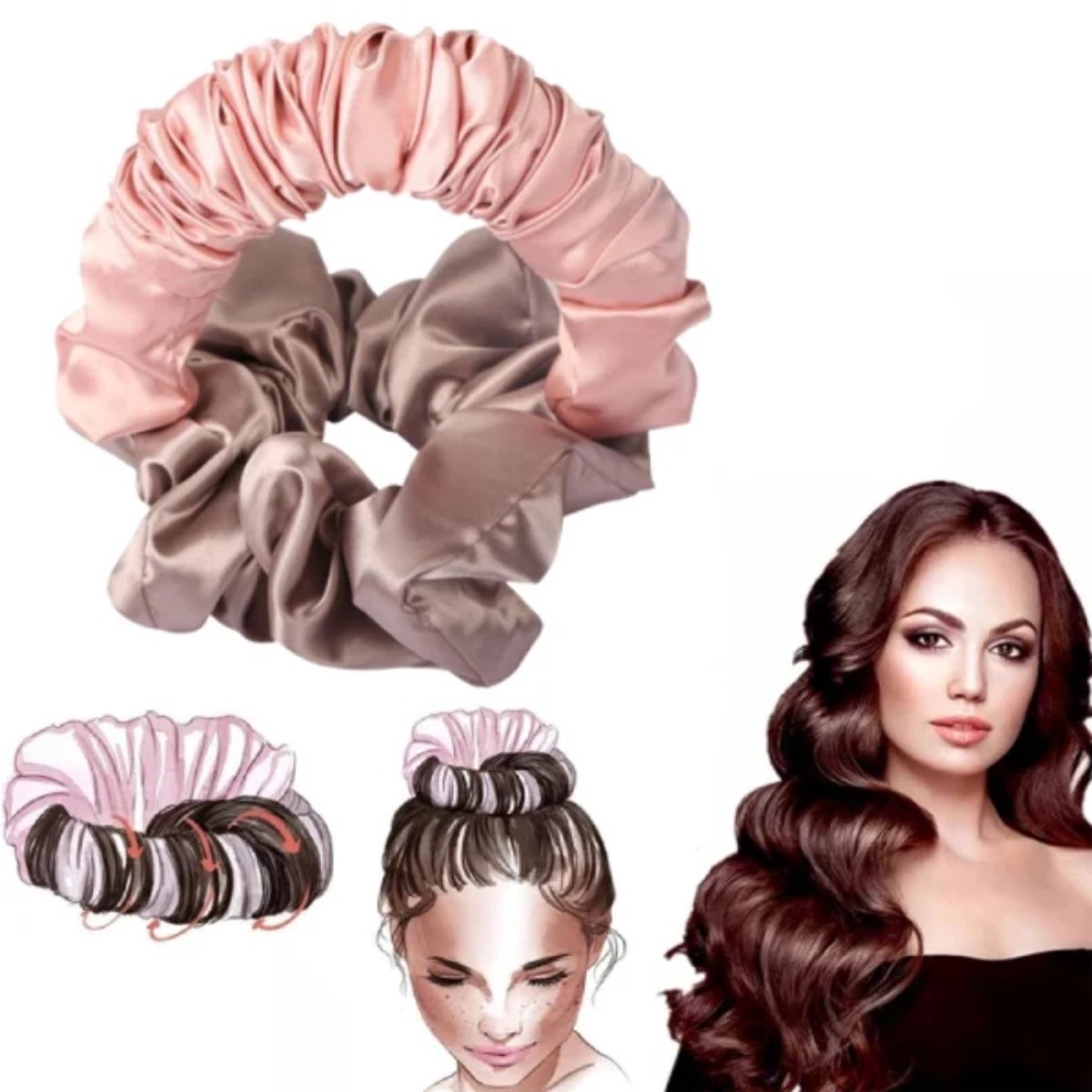 Heatless Curls - Heat-Free Curling Headband - DIY Hair Styling Tools - Curls Without Heat - Hair Curler - Soft Silk Ribbon - Hair Curler For Long Hair - Sleep