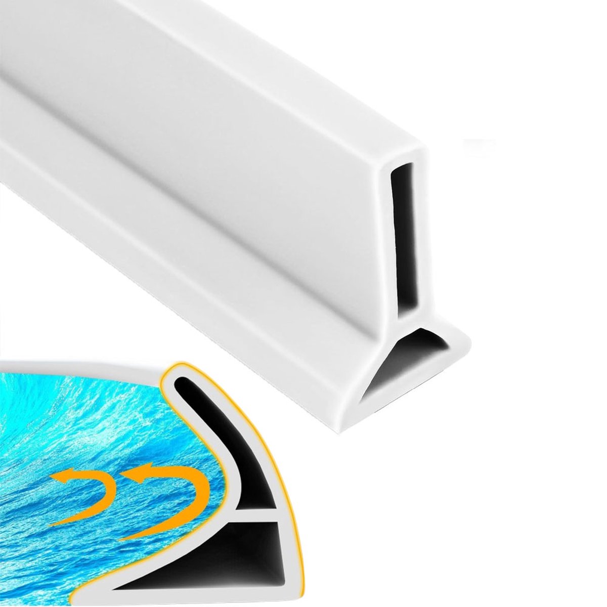 Shower Water Stopper - Self-Adhesive Shower Water Barrier - Shower Threshold - Water Threshold - 2 Meters - With Adhesive - Silicone - Sanitary Water Stopper