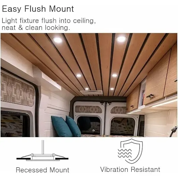 4 Pack LED Recessed Spotlight 12V 3W 6400K Cool White, 58-65mm Hole Ceiling Light for Motorhome Boat Caravan, Silver Finish โ image 4