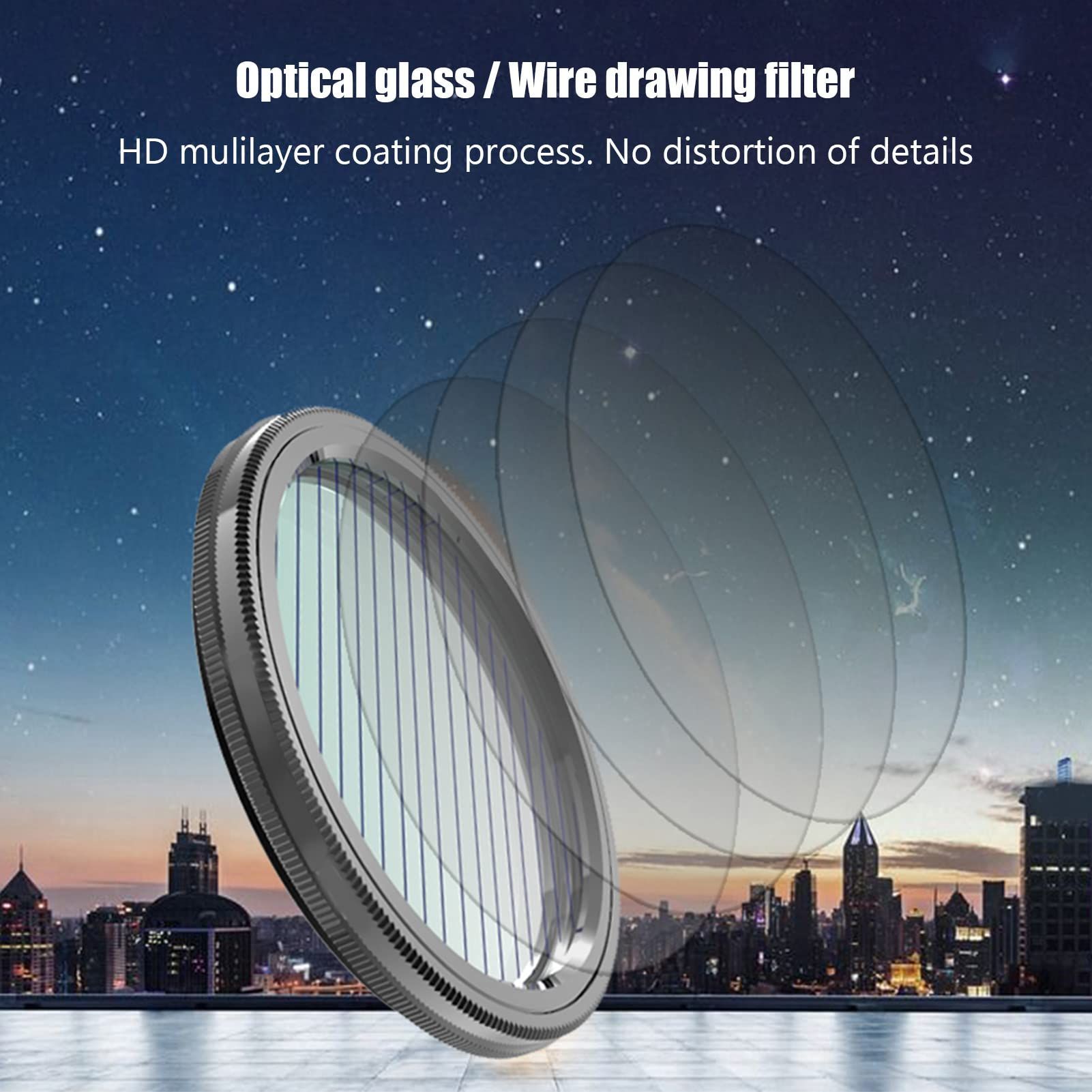 Prism Lens Filter 67mm Starlight Glare Filter Anamorphic Lens Flare Effect Filter Film Props((Blue Linear Flares) — image 2