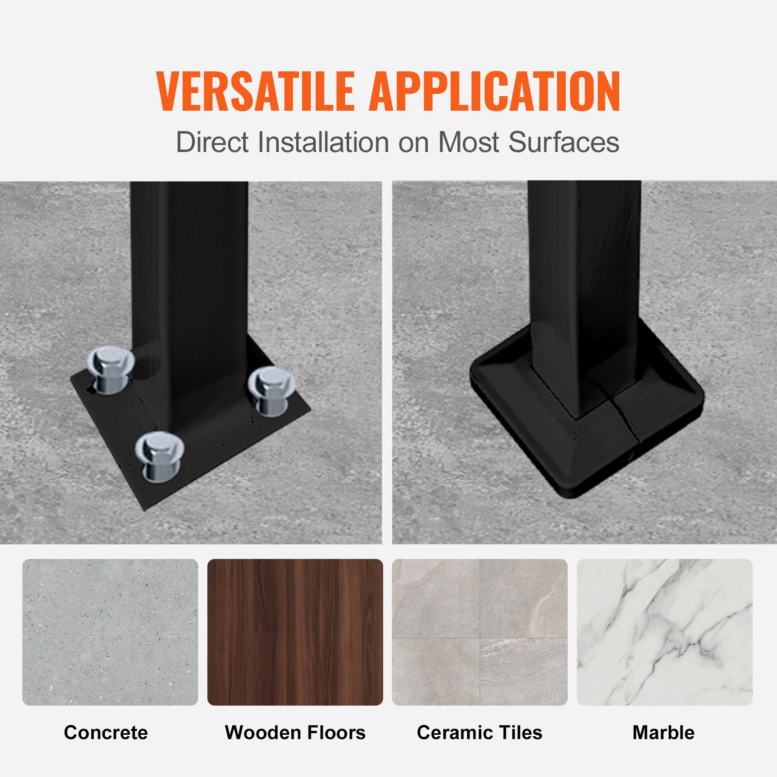 4-Step Handrail Fits 1 or 4 Steps Matte Black Stair Rail Wrought Iron Handrail with Installation Kit Hand Rails for Outdoor Steps — image 5