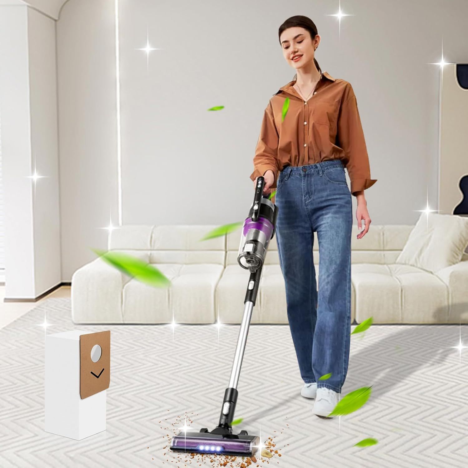 10 Pack Dust Bags or Eureka Stylus Elite NEC490BL NEC490SE NEC410BK Cordless Stick Vacuum Cleaner, 3L large Capacity Replacement Dust Bag — image 2