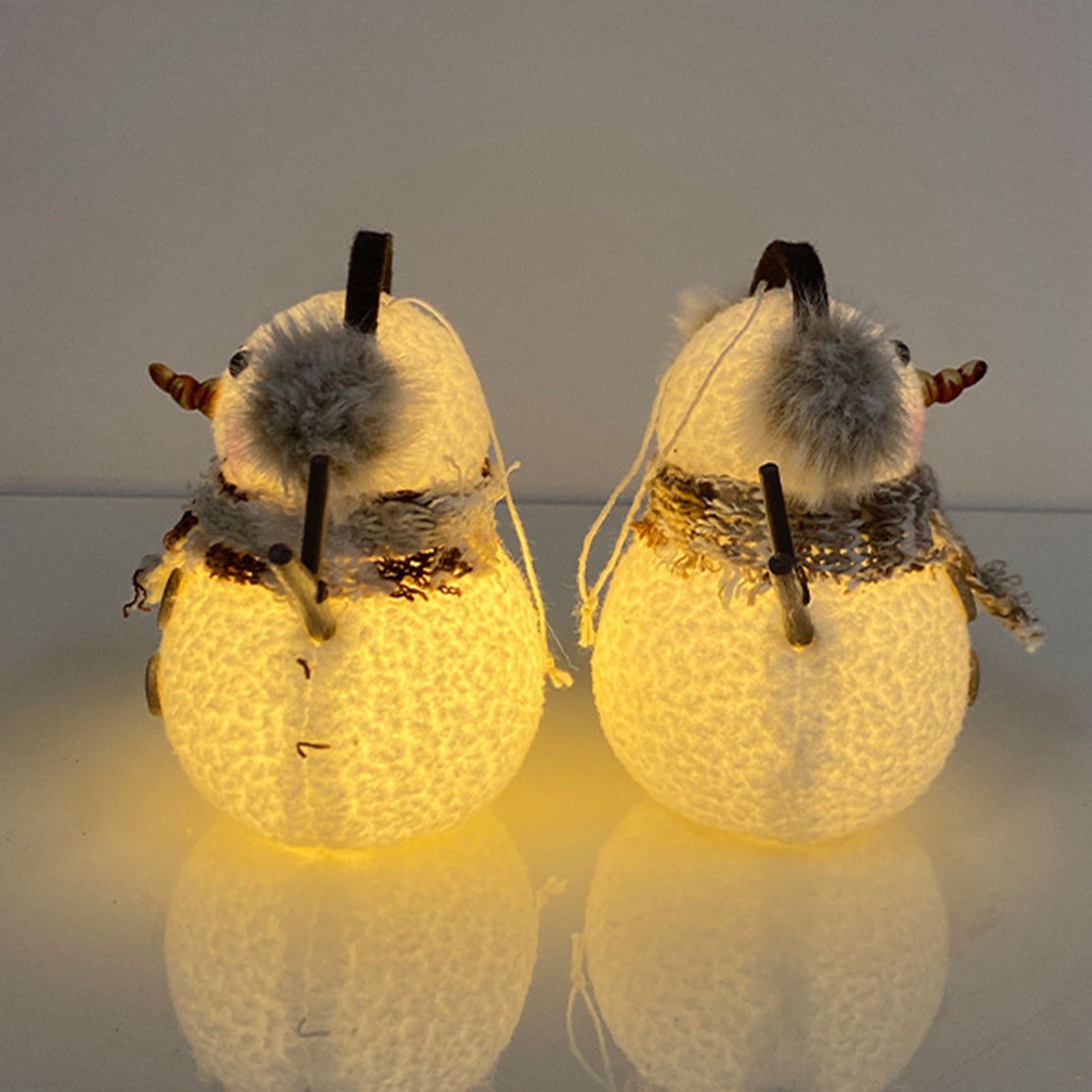 2pcs Enchanting Illuminated Mini Snowman Ornament for Christmas Home Decor — image 4
