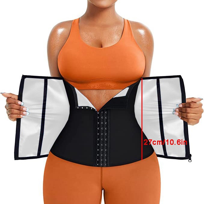 Silver Ion Sauna Waist Trainer for Women(Size S) - 2-in-1 Zipper and Hook/Eye Sweat-Wicking Sports Girdle, Postpartum Fitness Shapewear โ image 6