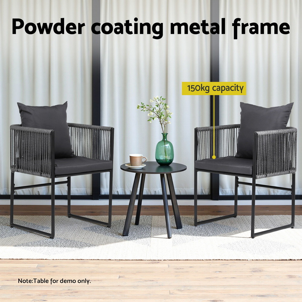 Gardeon 2PC Outdoor Dining Chairs Woven Rope Chair Patio Furniture Garden Steel โ image 4