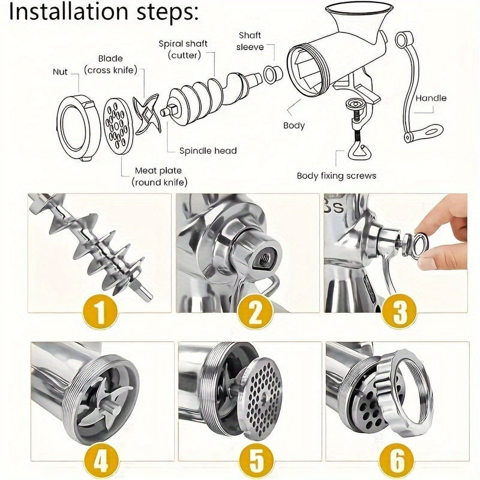 Stainless Steel Manual Meat Grinder With Tabletop Clamp - Heavy Duty Sausage Maker & Vegetable Crusher, Essential Kitchen Gadget โ image 5