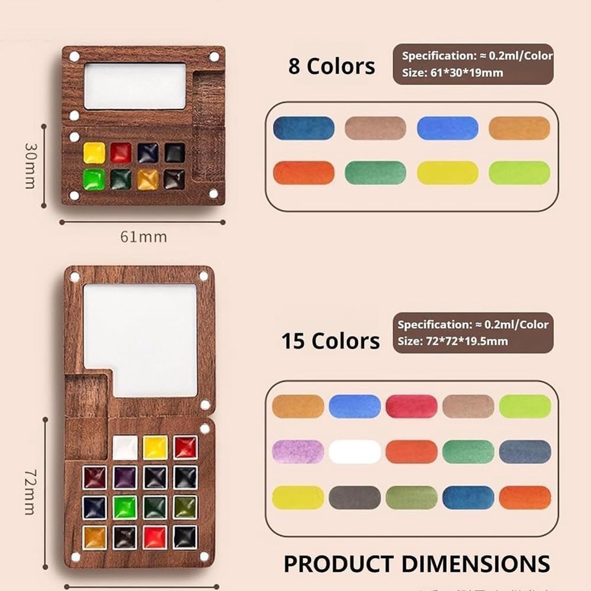 Mini Watercolor Paint Set for Travel - Portable Palette with 8 Grids - Pocket Watercolor Set - Pocket Travel Paint Tray Box - Portable Artist Palette Sets with — image 5