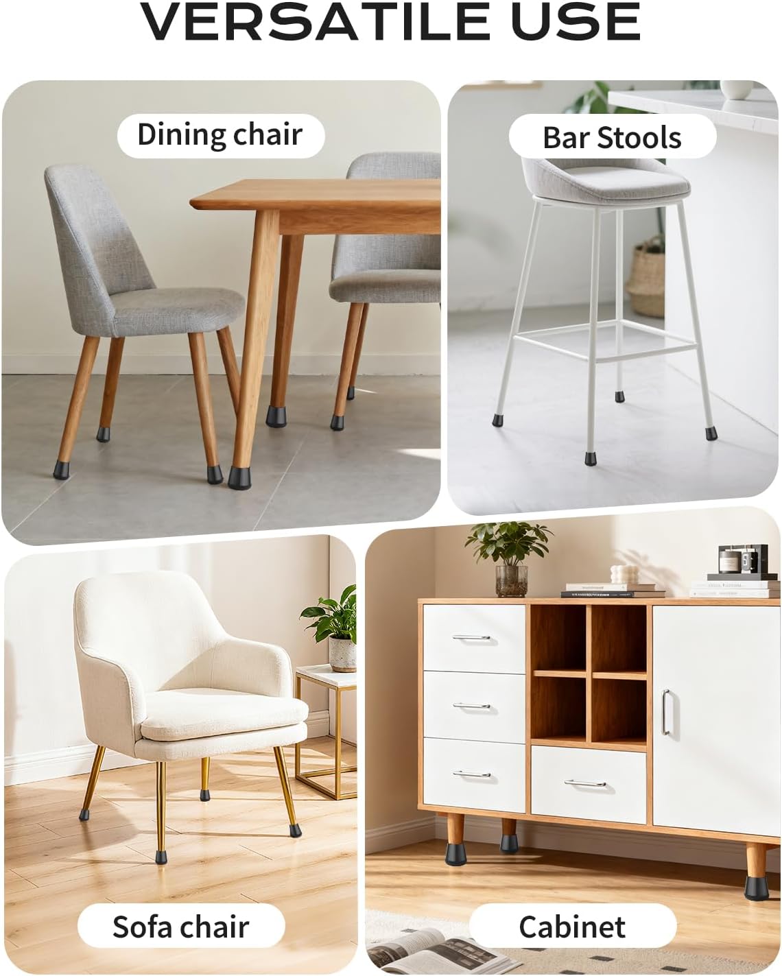 24 PCS Silicone & Felt Chair Leg Floor Protectors for Hardwood Floors - Furniture Pads, Chair Leg Covers/Cups - No Noise & Scratch-Proof - Round XS (Fits 9/16" — image 6