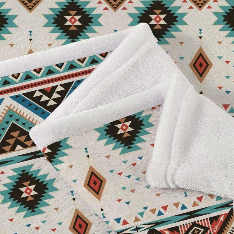Boho Aztec Flannel Throw Blanket, Southwest Geometric Pattern for Sofa Bedroom Decor, White(130x150cm) โ image 5