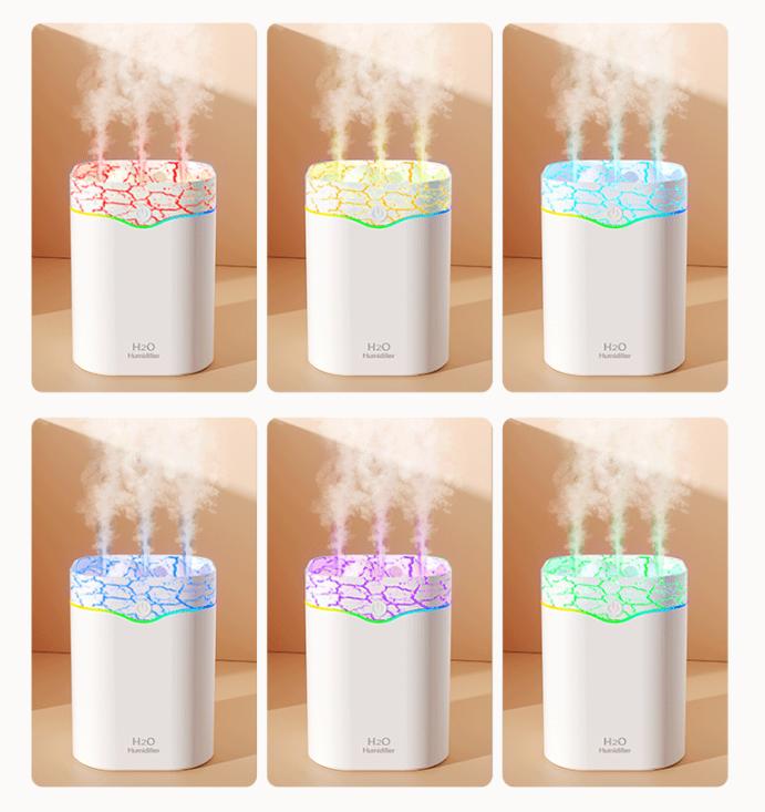 Green Volcano Style 2L Cool Mist Humidifier - Triple Nozzle with RGB LED & Quiet Operation — image 5