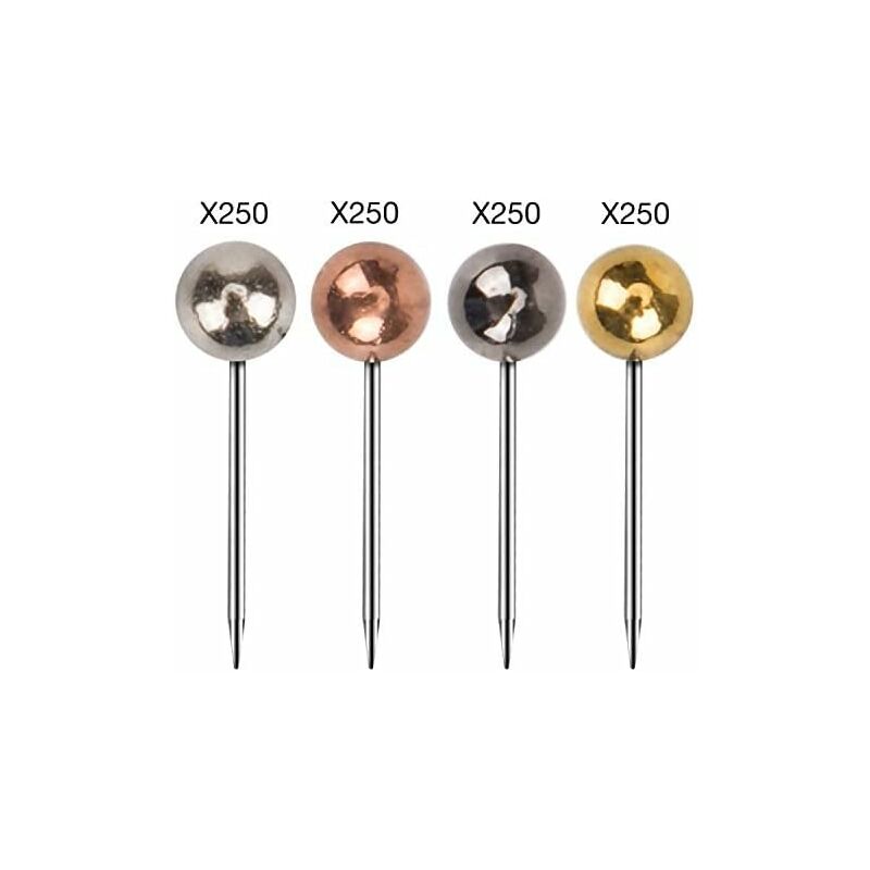 1000 Pieces Push Pins Map Thumbtacks Push Pins For Cork Board, Fabric Marking, 1/8 Inch ROund Metal Head — image 2