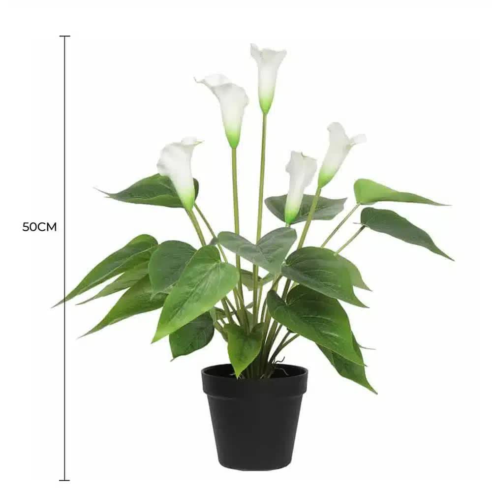 Artificial Flowering White Peace Lily / Calla Lily Plant 50cm โ image 2
