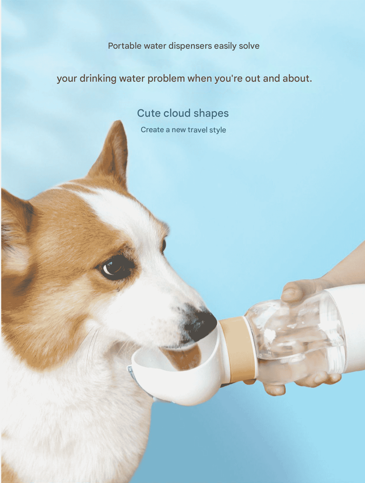 Yellow 650ml Portable Dog Water Bottle - Leak-Proof Pet Travel Water Dispenser, Cloud-Shaped Drinking Bowl, Twist-to-Dispense Design, BPA-Free HIPS/PET โ image 4