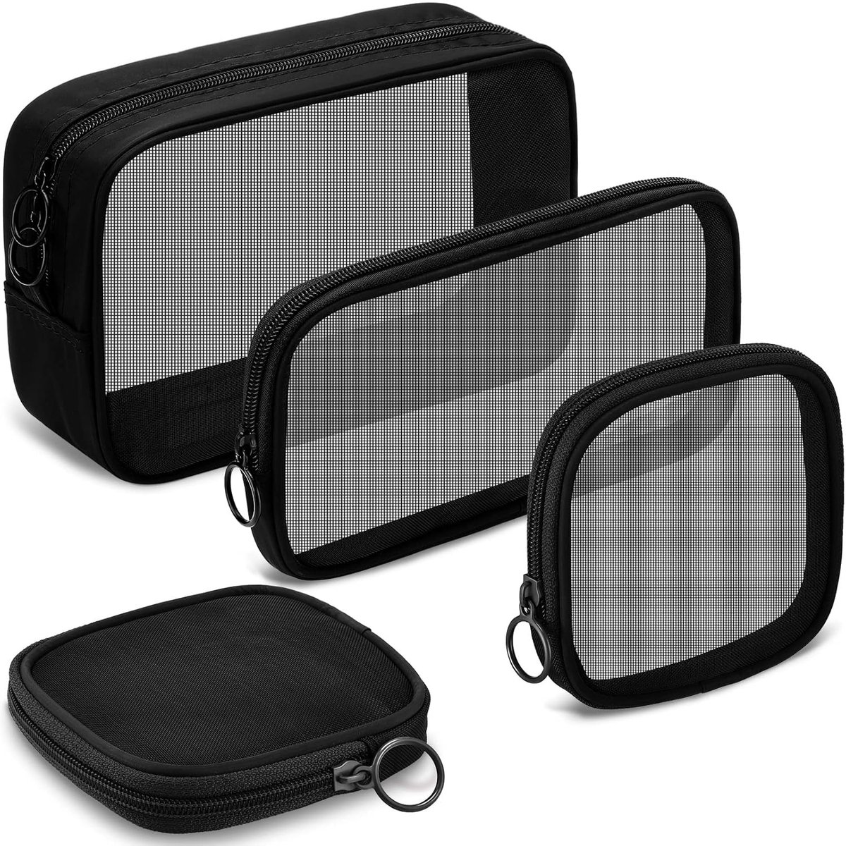 4 pieces - Cosmetic bag - Travel toiletry bag - Storage bag - mesh cosmetic bag - travel bag with zipper - mini makeup bag - for daily accessories - for travel