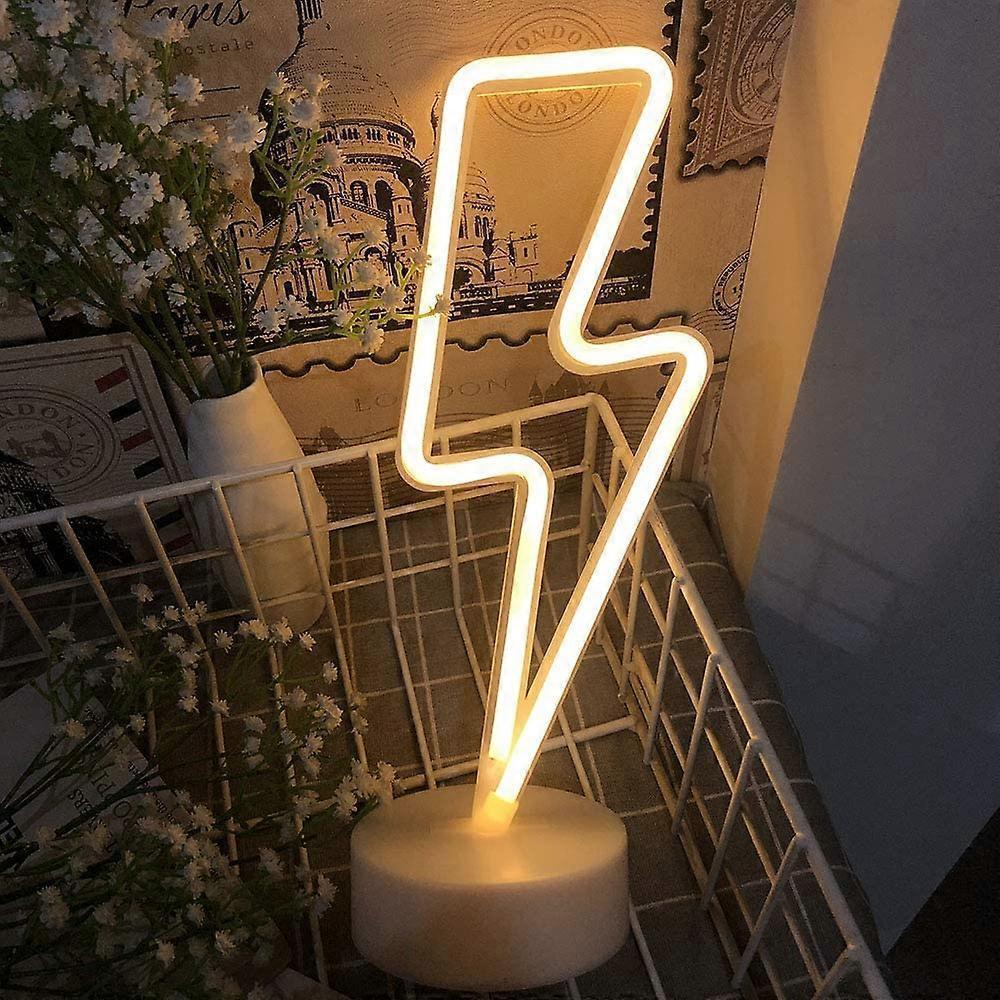Led Lightning Bolt Neon Light Signs, Warm White Lightning Bolt Shape babies Night Light Wall Sign Light Battery Operated — image 3