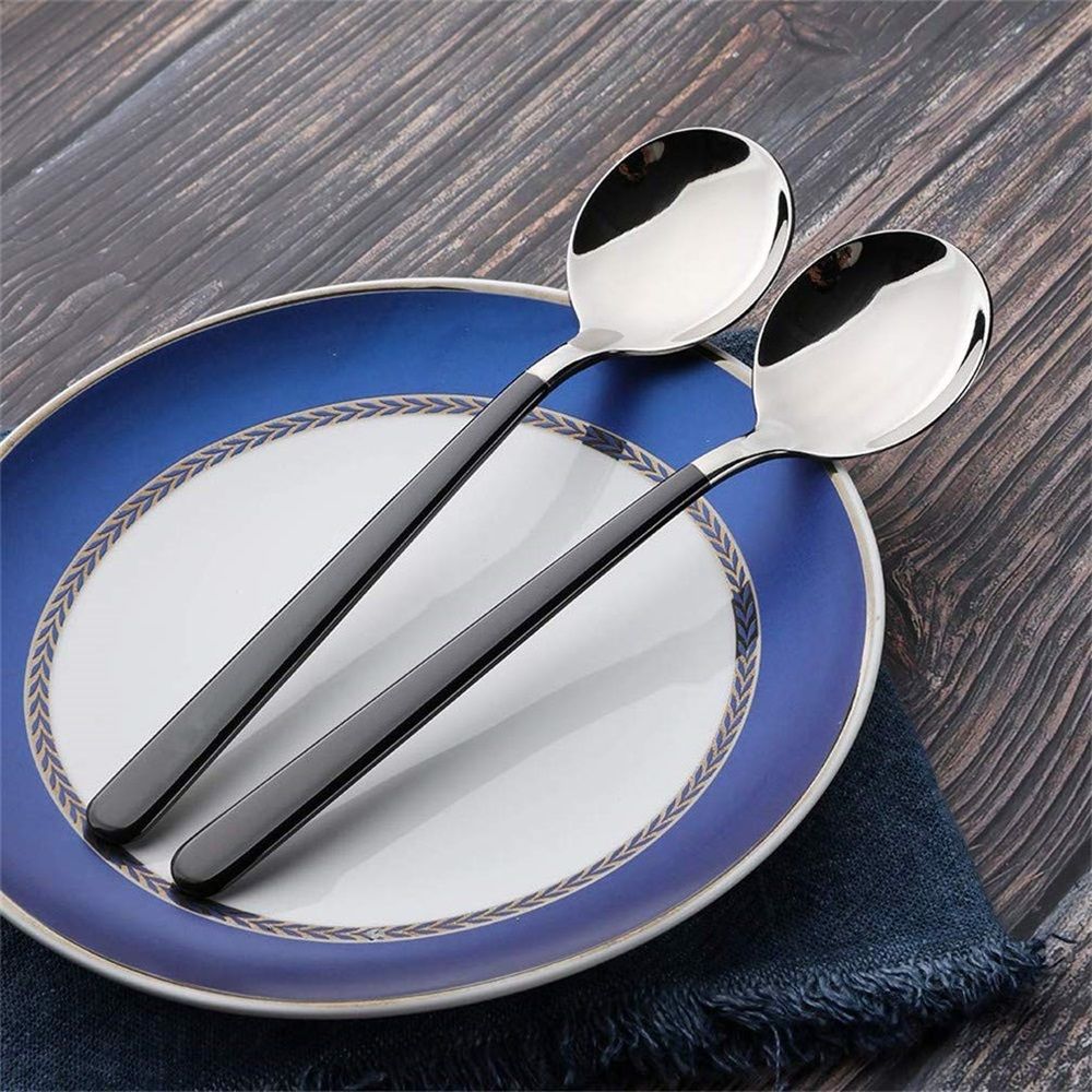 4-Piece Stainless Steel Dinner Spoons with Round Edge, Comfort Long Handle Table Spoon, Mirror Polished Flatware Utensils Dishwasher Safe, for Home Kitchen — image 4