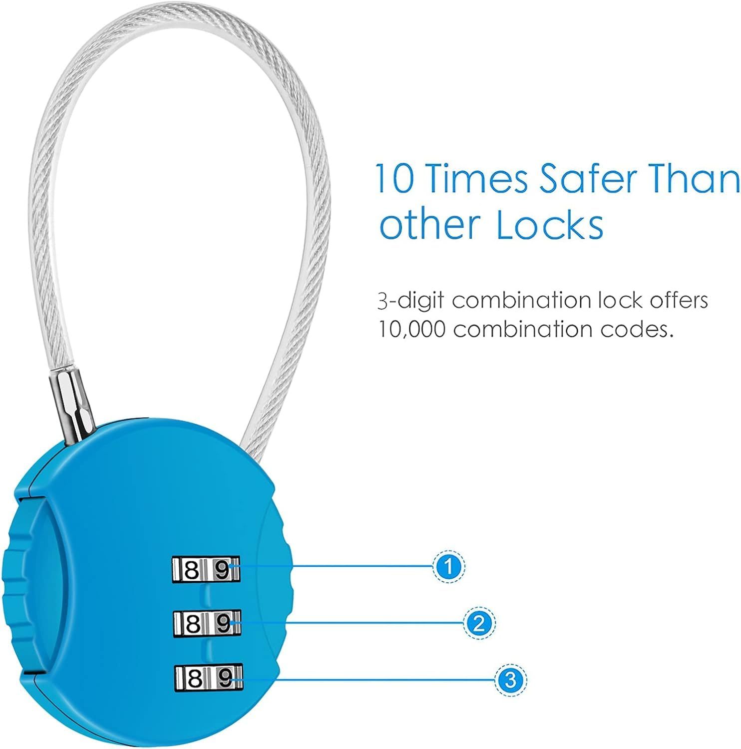 2 Pack Combination Lock 3 Digit Outdoor Waterproof Padlock for School Gym Locker, Sports Locker, Luggage,Fence, Toolbox, Gate — image 2