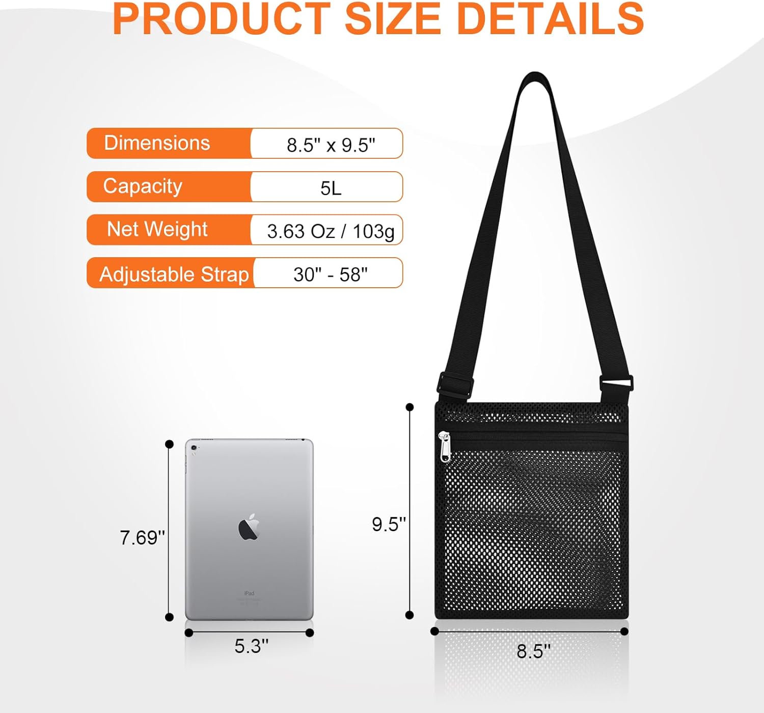 Heavy Duty Semi-Transparent Mesh Purse See Through Mesh Crossbody Bag โ image 3