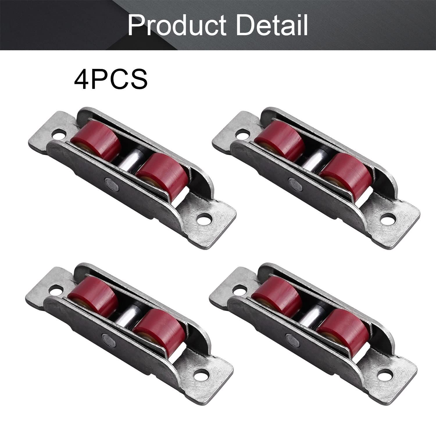 15.8mm Width Nylon Double Wheel Pulley,Sliding Door Window Pulley Double Wheel, Stainless Steel Shell Silver 4Pcs — image 4