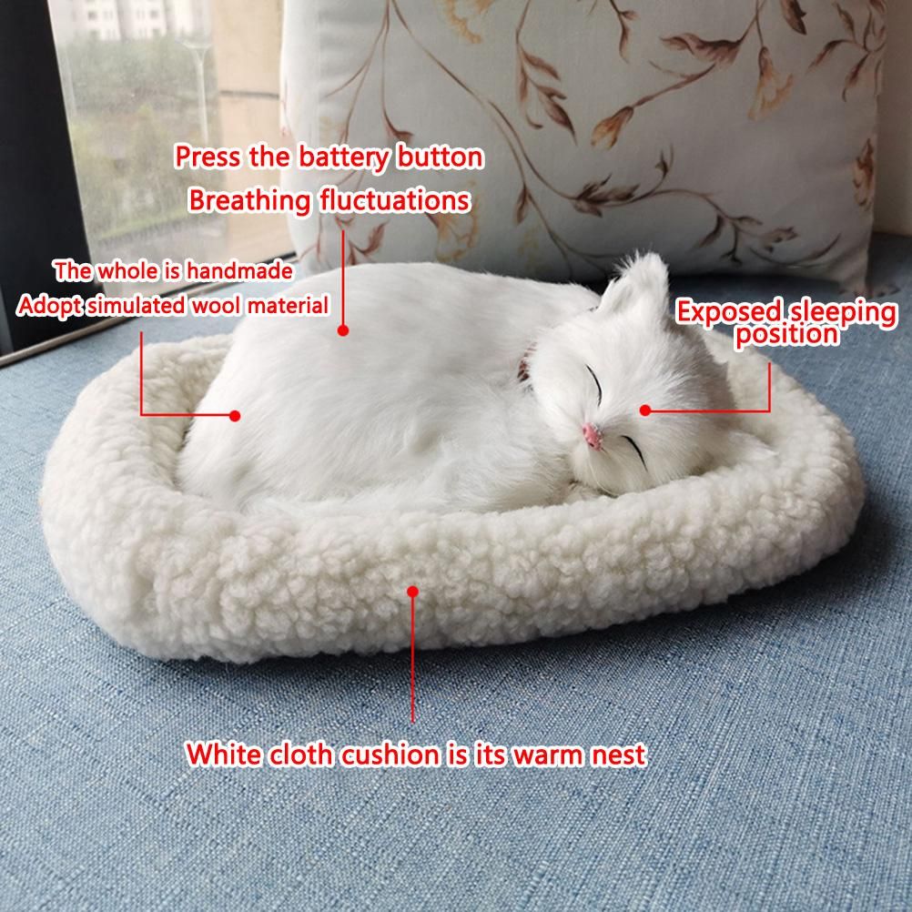 Realistic Sleeping Cat Toy Breathing Cat Stuffed Animal Doll with Mat Plush Toys for Children Home Ornament β image 4
