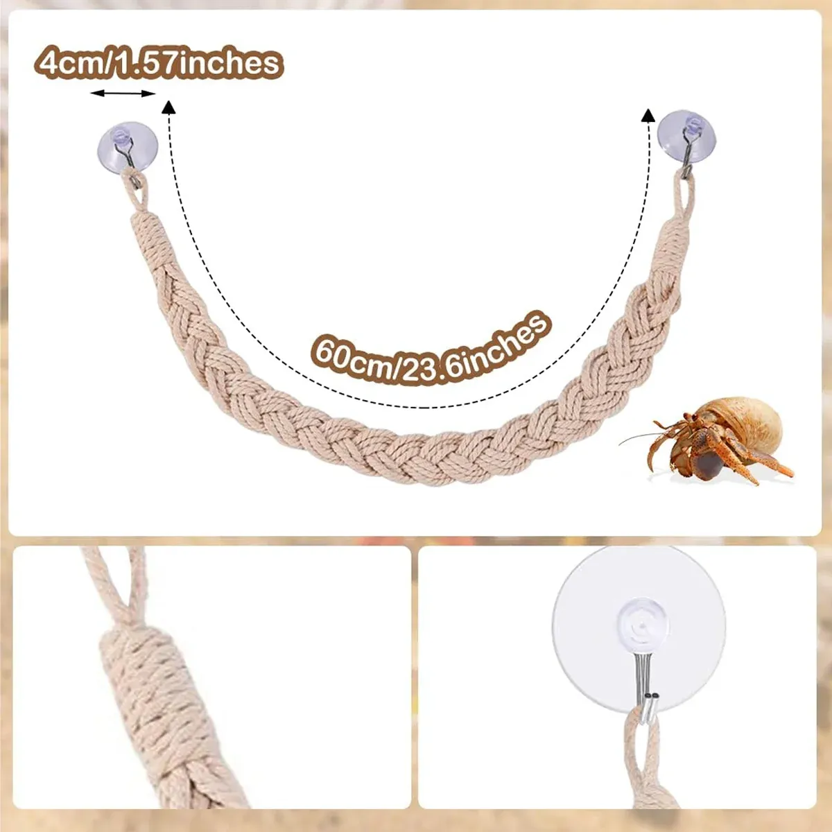 1PC Pet Climbing Gear Suspension Bridge Rope Swing for Reptiles Hermit Crabs — image 3