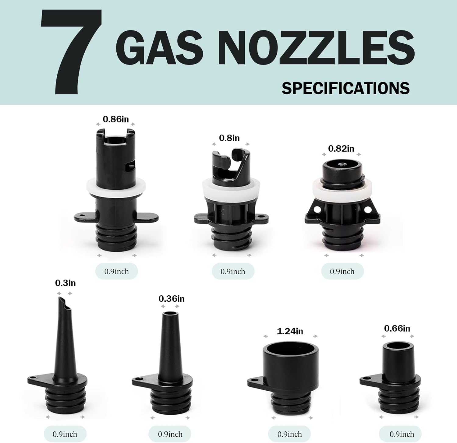 Paddle Board Pump Adapter Hose, Sup Pump Adaptor Hose Kit with 7 Air Valve Nozzles, Electric Air Pump Accessories Fit for Inflatable Stand Up Paddle — image 3