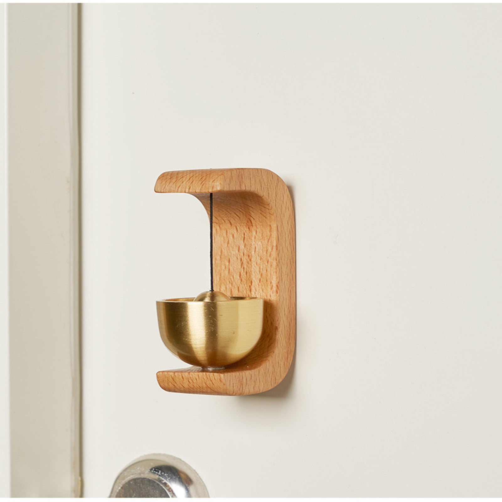 Magnetic Wooden Doorbell Chime with Brass Bell, Shopkeeper Style Entry Alert for Doors, Shops and Home Entrances, Brown — image 5