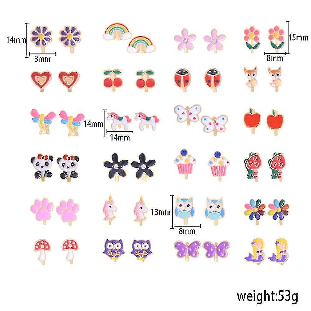 24 Pairs Girls Clip-on Earrings Children Cute Flower Metal Earring Princess Dress Up โ image 4