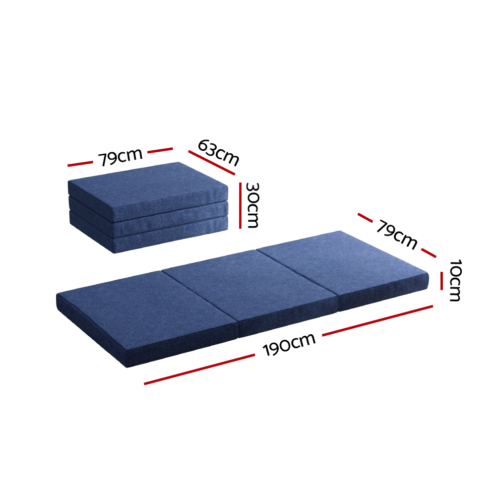 Giselle Bedding Foldable Mattress Folding Foam Single Blue — image 2
