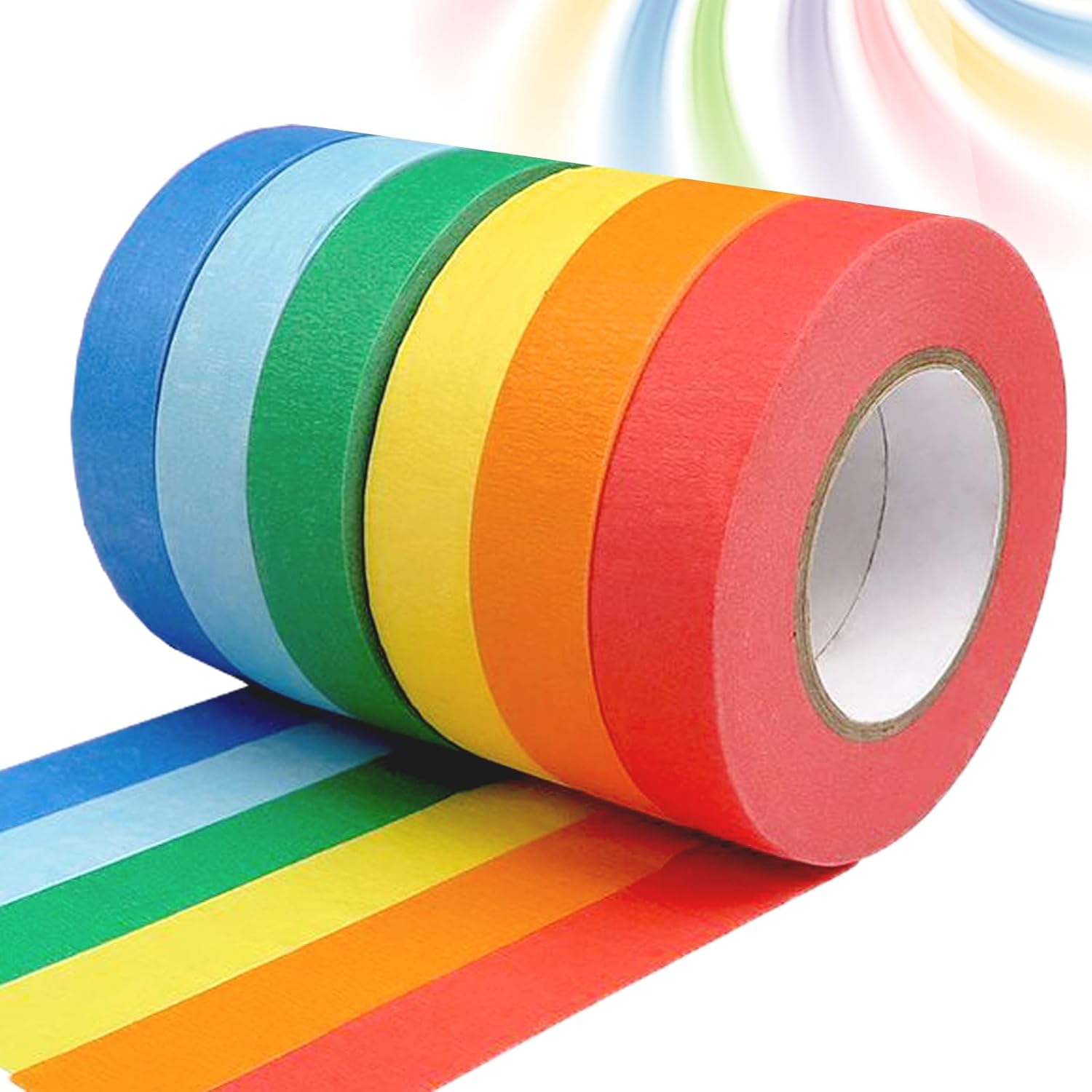 6 rolls of coloured sticky tape - removable coloured tape (1 cm * 13 m) - coloured tape suitable for office and home crafts - used for wall decorations - art