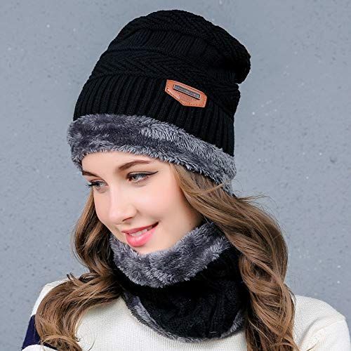 Warm Winter Beanie Hat & Scarf Set Stylish Knit Skull Cap for Men Women - Blue - Size M — image 3