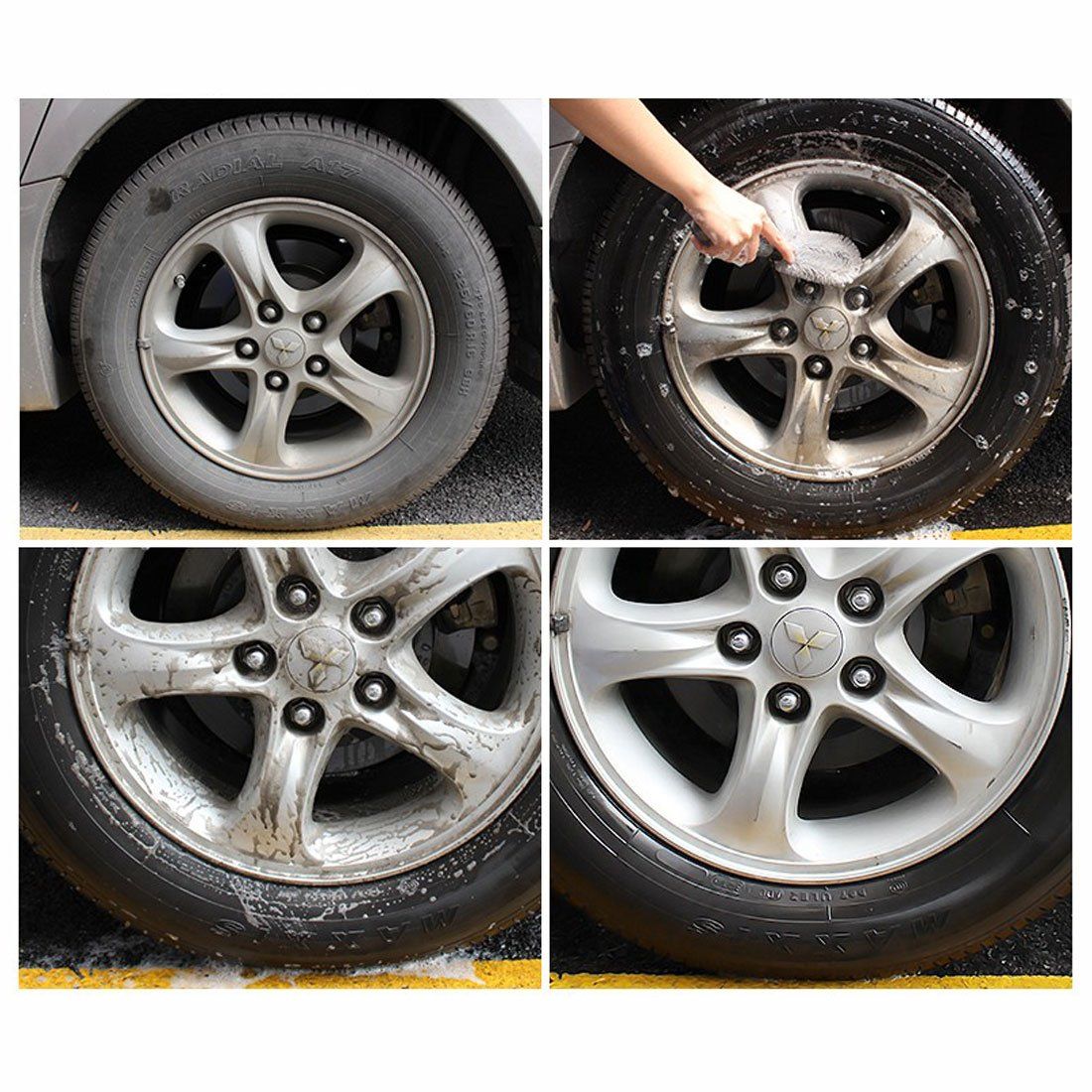 Car Wheel Cleaner Brush, Motorcycle or Bicycle Tire Brush Washing Tool Car Tire Cleaning Brush Wheel Brush for Car Alloy Wheel — image 5