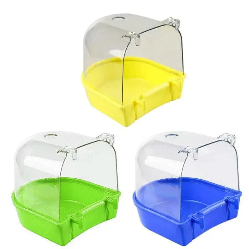 Bird Water Bath Tub For Pet Cage Hanging Bowl Parrot Birdbath Pet Cleaning - Yellow โ image 3