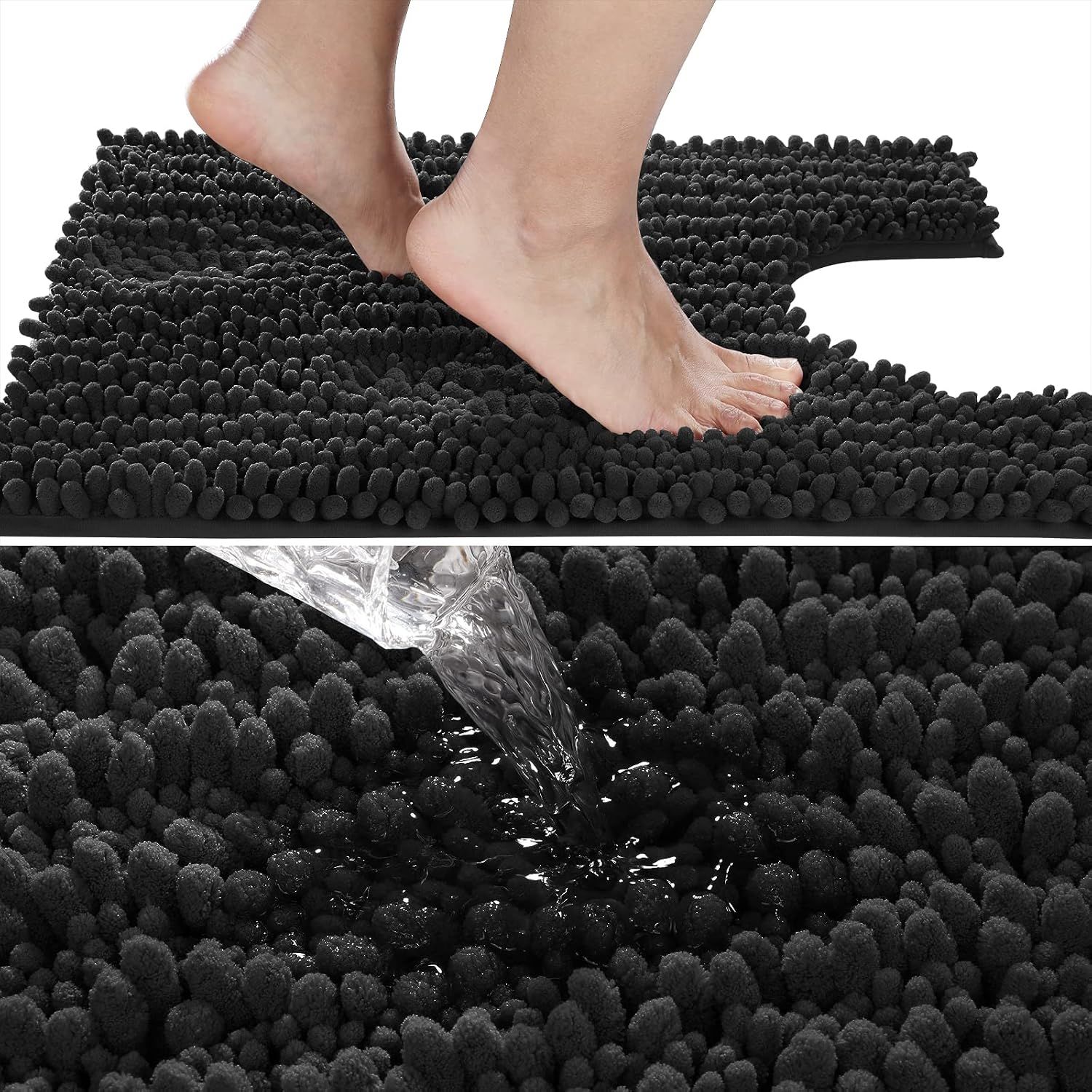Original Luxury Shaggy Bath Mat Large Size + U-Shaped, Soft and Cozy, Super Absorbent Water, Non-Slip, Machine Washable, 61 × 43 cm, 61 × 51 cm — image 4