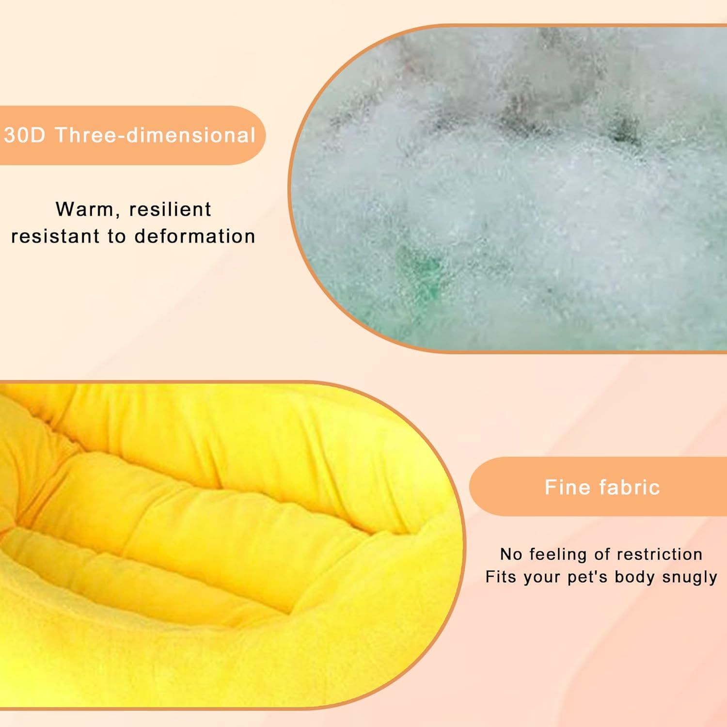 Banana Boat Pet Bed Plush Soft Dog Cat Nest with Cushion Warm Cozy Banana Shape Pet House for Small Medium Dogs Cats(Size: S) — image 3