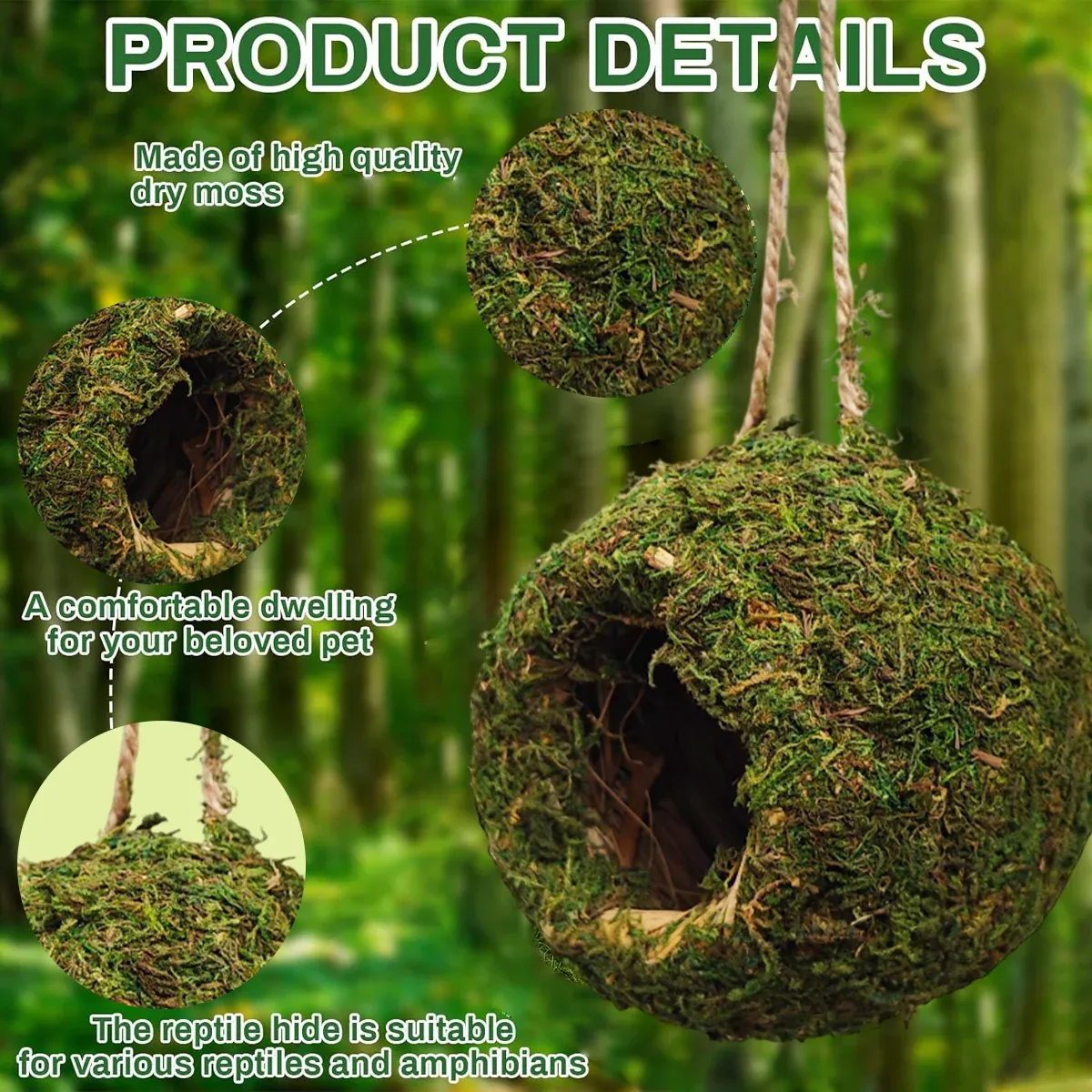 Hanging Bird Nest Moss Shelter Natural Hideout Nesting Hut Cage Decoration — image 5