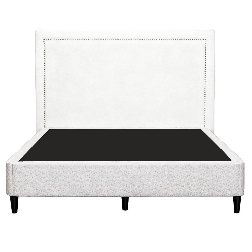 Artiss Queen Bed Frame with Headboard Platform Bed Base Grey Beige Fabric Metal โ image 3