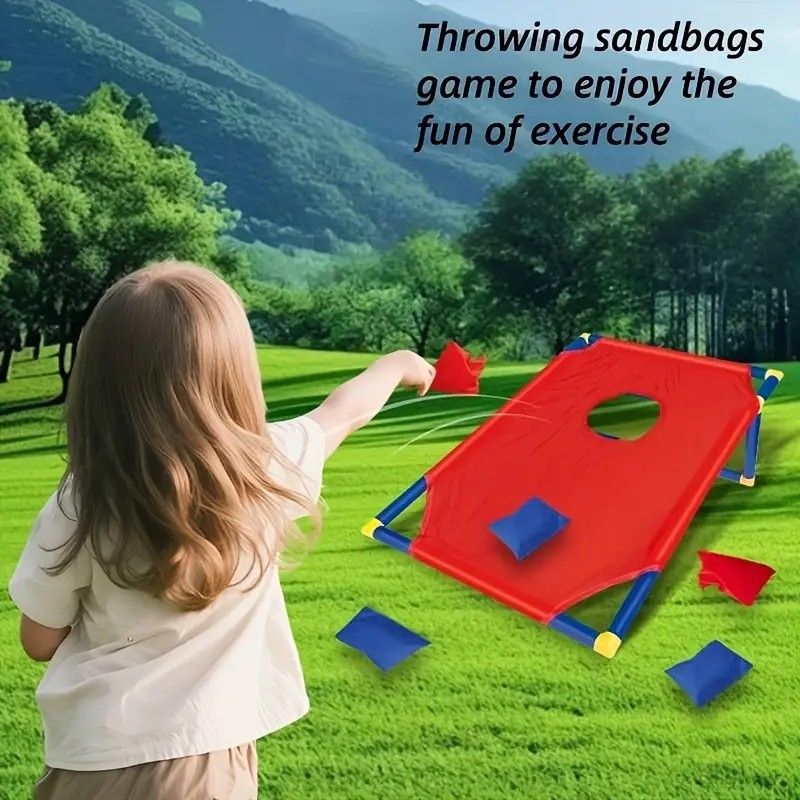 kids outdoor toys throwing game bean bag toss set foldable portable hand eye coordination educational toy family party camping interactive equipment red โ image 6