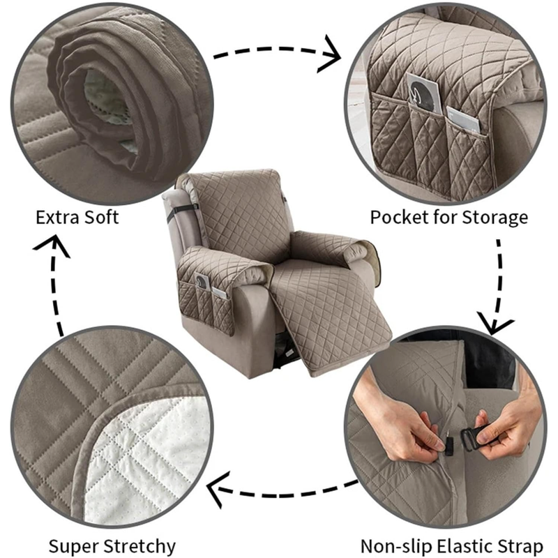 Waterproof and Non-Slip Single Sofa Cushion, Pet-Resistant and Washable Sofa Cover - Brown โ image 3